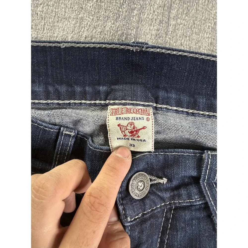 True Religion Danny Men's Jeans 34x31 Bootcut Blue Contrast Stitch CA30427 USA